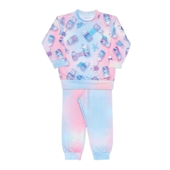 Pijama infantil feminino, abrigo tie dye slimes de moletinho Ref. 21632-AZ