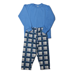 PIJAMA PLUMINHA MASCULINO BLUZA AZUL E CALÇA XADREZ - REF. 05021.AZXD