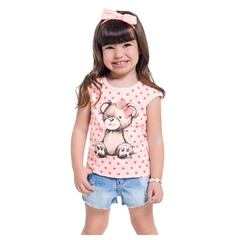 Blusa Infantil Menina, Ursinho Rosa Ref. 34570