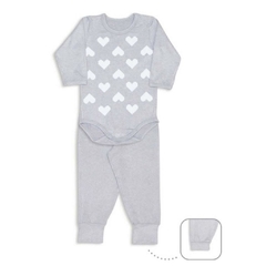 Conjunto body bebê, corações melange Ref. 21815 Tam. P/M/G