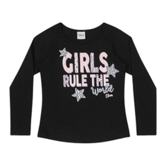 Blusa Infantil, Menina Girls Rule Preto - Ref. 251396 - loja online