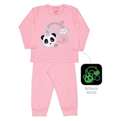 Pijama infantil feminino, adesivos e panda unicórnio Ref. 21709