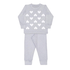 Pijama infantil feminino, corações pixelados melange Ref. 21816.46C