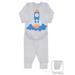 Pijama Infantil masculino, body e calça foguete melange Ref. 21815.P