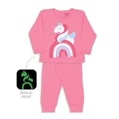 Pijama infantil menina, unicórnio de algodão - estampa brilha no escuro 21627