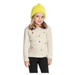 Blusa Infantil Menina, Pompom Mescla Ref. 1094