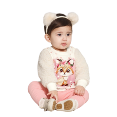 Conjunto infantil feminino, Malha Soft e Molecotton Felpado Branco Off White - Ref. 62563 na internet