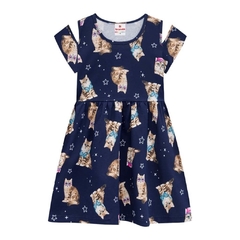 Vestido Infantil, Menina Cats Marinho Ref. 34226-MARI