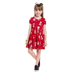 Vestido Infantil Menina, Cats Vermelho Ref. 34226-VERM