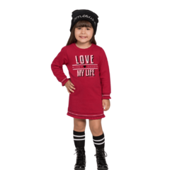 Vestido Infantil Feminino, Menina Love Vermelho Ref. 67469