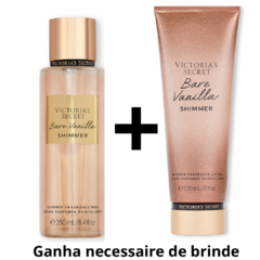 Kit Victoria’s Shimmer Secret Bare Vanilla Body Splash + hidratante + necessaire