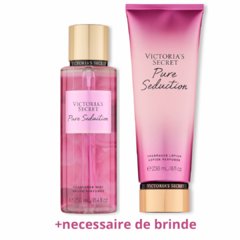 Kit Victoria’s Secret Pure Seduction Body Splash + hidratante + necessaire