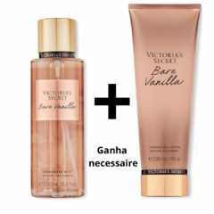 Kit Victoria’s Secret Bare Vanilla Body Splash + hidratante + necessaire