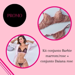 KIT CONJUNTO BARBIE MARROM/ROSE + CONJUNTO DAIANA ROSE