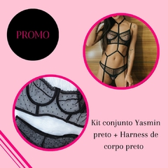 KIT CONJUNTO YASMIN PRETO + HARNESS DE CORPO PRETO