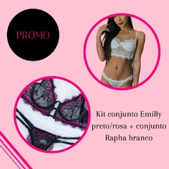 KIT CONJUNTO EMILLY PRETO/ROSA + CONJUNTO RAPHA BRANCO