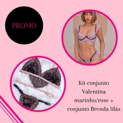 KIT CONJUNTO VALENTINA MARINHO/ROSE + CONJUNTO BRENDA LILÁS