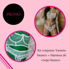 KIT CONJUNTO YASMIN BRANCO + HARNESS DE CORPO BRANCO