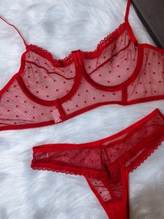 CONJUNTO YASMIN VERMELHO - Miga Sua Lingerie