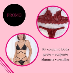 KIT CONJUNTO DUDA PRETO + CONJUNTO MANUELA VERMELHO