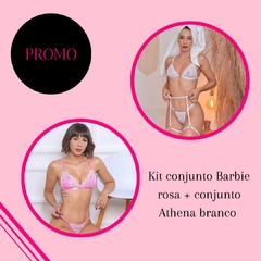 KIT CONJUNTO BARBIE ROSA + CONJUNTO ATHENA BRANCO