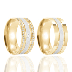 Aliança ouro 18k bodas com ródio branco 8,0 mm 16,0 gramas