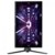 Monitor Gamer Samsung Odyssey G3 27 e 24 Polegadas, em um fundo branco com ilustração roxa de demonstração na tela, em alta qualidade, Full HD, virado de lado, tornando a tela vertical