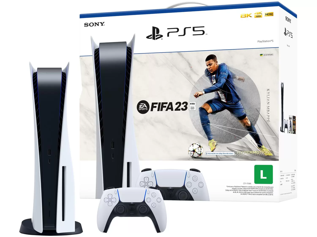 Console Playstation 5 + FIFA 23 - 1 Controle - CFI-1114A
