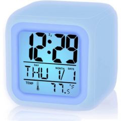 Reloj Despertador Alarma Temperatura Y 7 Luces De Colores