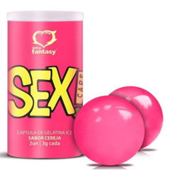 BOLINHA SEX CAPS ICE CÁPSULAS BEIJÁVEIS COM 2 UNIDADES SEXY FANTASY