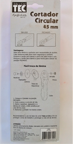 Cortador Circular 45 mm - Toke e Crie na internet