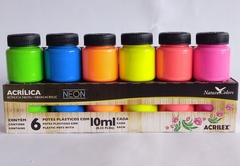 Tinta Acrílica Neon - Conjunto com 6 cores - 10 ml.