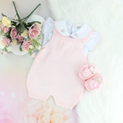 Romper Melissa com Body Crochê Rosa