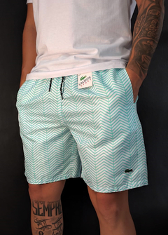 Short Praia Lacoste White/ Stripes Green BSPLBR900