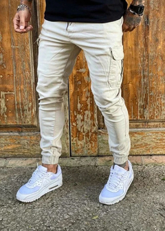 Calça Jogger cargo Ebla sarja bege CJEBR1674