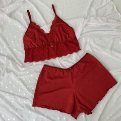 Short doll cropped verão vermelho