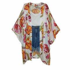 Kimono Chiffon Branco Primavera