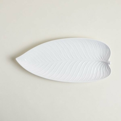 Bandeja de porcelana blanca hoja 39cm - comprar online