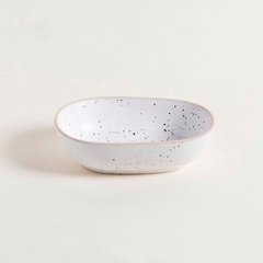 Bowl Valencia blanco dots con borde natural