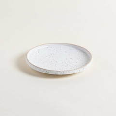 Plato postre Milán blanco dots con borde natural 20cm - comprar online