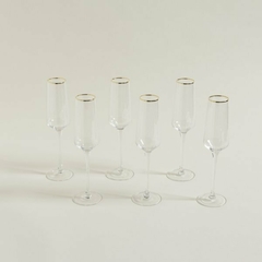 Set x 6 copas champagne Olivia rayas verticales 250ml