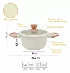 Cacerola inducción 18cm granito cream - Helena - Hogares con alma