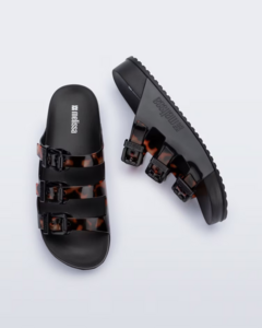 Slide Melissa Cozy Stripes - Preto na internet