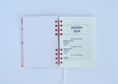 Agenda Semanal 2024 A6 "Flores rosa gold" - sabriamorporelpapel