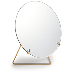 Espelho com suporte em metal dourado