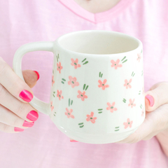 TAZA FLORCITAS ROJAS