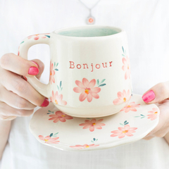 TAZA BONJOUR FLORES - tienda online