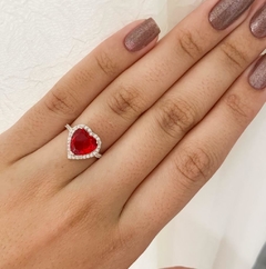 Anel Coração Vermelho com Zirconia - comprar online