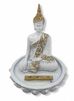 Incensário Indiano Buda Tibetano na Flor de Lótus 10x8cm - comprar online