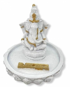 Incensário Deus Indiano Ganesha Na Flor de Lótus 9x8cm na internet